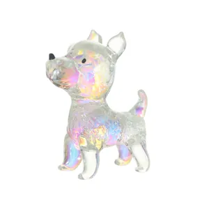 Miniatur schillernde Kristallglas-Hundefigur mit AB-Farbbeschichtung für elegante Heimdekoration