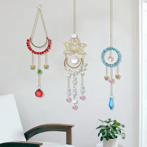 Acchiappasole decorativi in cristallo loto e luna con perline di vetro colorate e nappe
