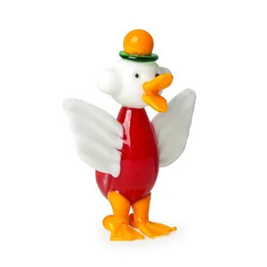 Handgemaakte cartoon eendenfiguur van Zibo glas voor bureau of auto-interieur decoratie