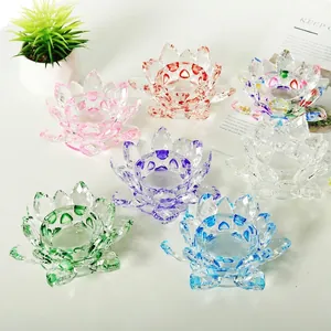 Portacandele in cristallo a forma di loto colorato per decorazioni da tavolo eleganti