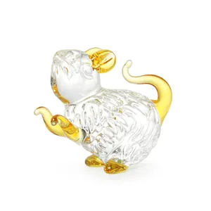 Handcrafted crystal zodiac rat figurine with elegant gold accents for home decor