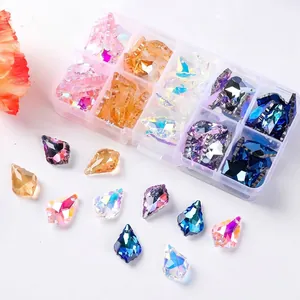 Set di Perle in Vetro di Cristallo Sfaccettate per la Creazione di Gioielli Fai da Te Ciondoli a Forma di Foglia di Acero Stella Croce Ottagono Con Scatola