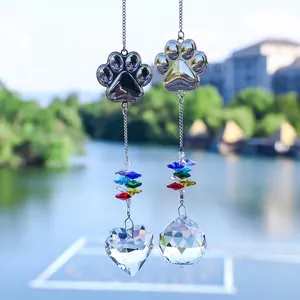 Δύο διακοσμητικά κρυστάλλινα suncatchers με χάντρες ουράνιου τόξου και μενταγιόν