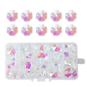 Set di perle di cristallo ottagonali con rivestimento AB per gioielli fai-da-te