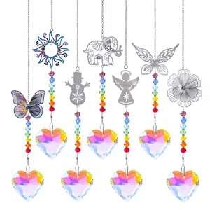 Atrapasol Colgante de Cristal Creador de Arcoíris Mariposa Ángel Sol Corazón Bola de Cristal Facetada para Decoración de Ventanas Jardín Hogar Adorno Colgante