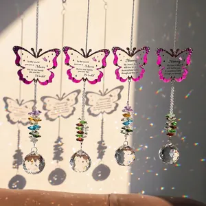 Attrape-soleil papillon en cristal avec poèmes commémoratifs pour maman