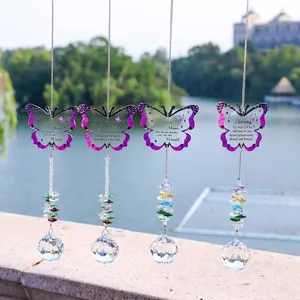Quatre attrape-soleil papillon en cristal avec messages commémoratifs et prismes