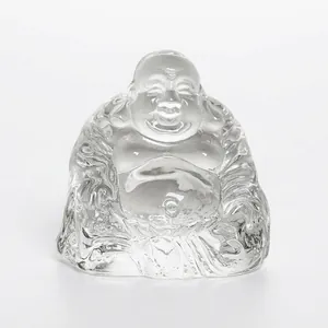 Transparant kristallen Maitreya Boeddha beeldje voor moderne tafel- of huisdecoratie