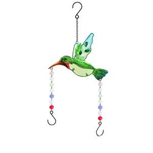 Mangeoire à oiseaux colibri en verre avec carillon en cristal déco de jardin