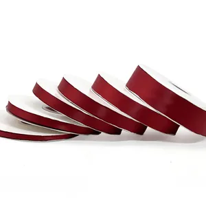 Burgundy satin ribbon rolls in multiple widths for gift wrapping and wedding decor