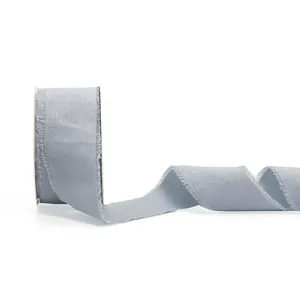Grey fringed chiffon ribbon for wedding bouquet and gift wrapping