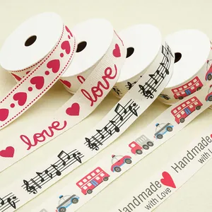 25mm bedrucktes Baumwollband mit verschiedenen Mustern für Geschenkverpackungen