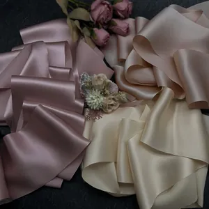 Cinta de Seda de Mora 100% con Borde en Bruto de Satén para Accesorios de Cabello DIY Regalo Boda Decoración Artesanía