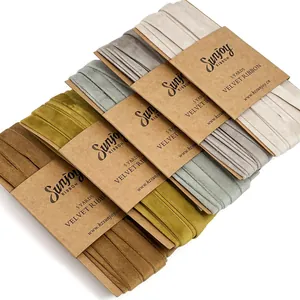 1cm single-sided velvet ribbon set in five earth tones for DIY crafts, 5 yards per roll