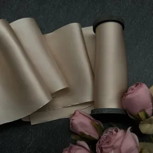 Elegante cinta de seda de morera 100% con bordes sin rematar en champán para accesorios pelo