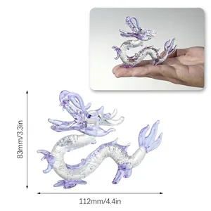 Dimensioni dettagliate e scala della statuetta di drago in cristallo viola da tavolo