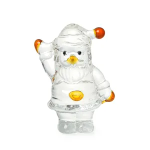 Elegant clear crystal Santa Claus figurine with amber accents for home holiday decor