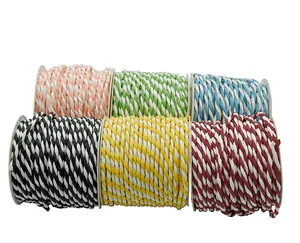 Detailansicht verschiedenfarbiger 4mm zweifarbiger gedrehter Papierseilspulen für Geschenke.