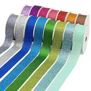 Glitter Satijnen Lint Voor Kerstmis Cadeauverpakking Bloembak Verpakking Bruiloft Feest Decoratie Polyester Decoratief Lint