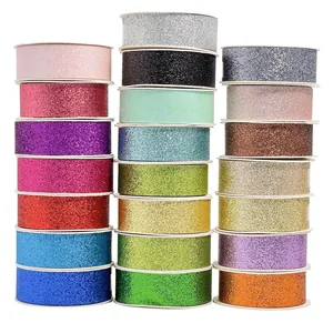 Gekleurde glitterlinten voor cadeauverpakking en knutselprojecten in diverse kleuren