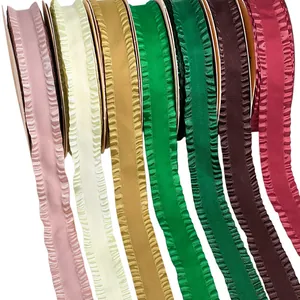 Single Sided Velvet Ruffled Edge Ribbon For DIY Hair Accessories Gift Wrapping Floral Packaging Clothing Decoration Handmade Material