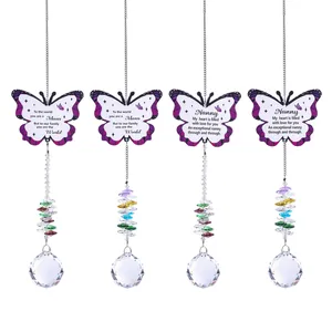 Quatre attrape-soleil papillon avec prismes en cristal et citations anglaises réconfortantes