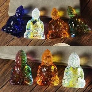 Iriserende Kristallen Boeddhabeeld Ornament Modern Chinees Zen Tathagata Maitreya Zittend Figuur Home Desktop Decoratie