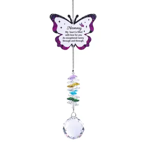Magnifique attrape-soleil papillon en cristal avec un message chaleureux pour grand-mère.