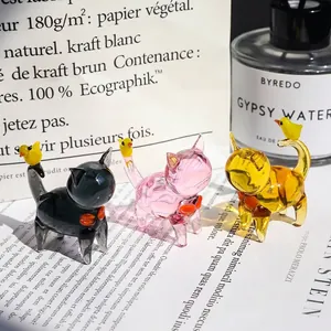 Exquisite handcrafted colored glaze cat and bird figurines for elegant desktop home decor