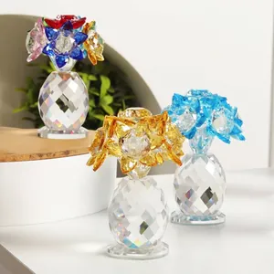 Set aus Kristall-Sonnenblumen-Ornamenten in Gelb, Blau und mehrfarbigen Designs