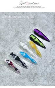 Close-up of 3D bone pattern nail art stickers in multiple vibrant colors for DIY design.