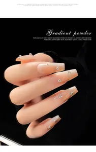 Detail view of aurora mirror gradient nail powder applied on long coffin nails