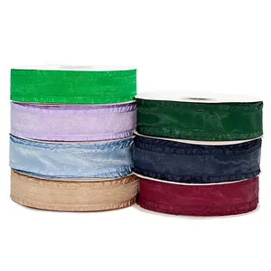 Polyester Ruffled Chiffon Ribbon Pleated Wave Edge Decorative Webbing For Gift Wrapping Flower Packaging DIY Hair Bows Wedding Party Accessories