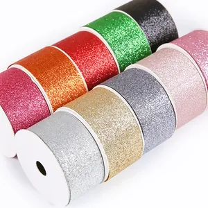 Gekleurde glitter satijnen linten voor kerstcadeaus en bloemendozen verpakking