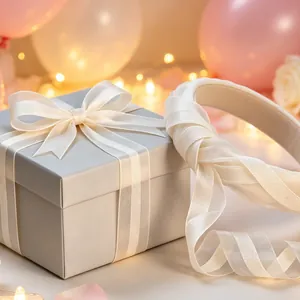 White striped organza ribbon for elegant gift wrapping and DIY hair accessories