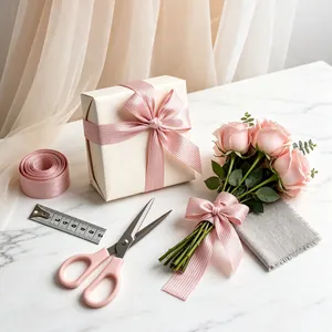 Pink single-sided striped satin ribbon for elegant gift wrapping and DIY crafts