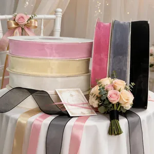 4cm sheer polyester organza ribbon rolls for flower gift packaging and wedding decoration