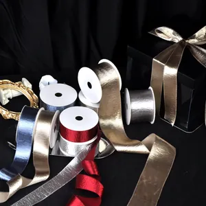Nastro di raso metallizzato di lusso per confezioni regalo e fai da te per accessori capelli