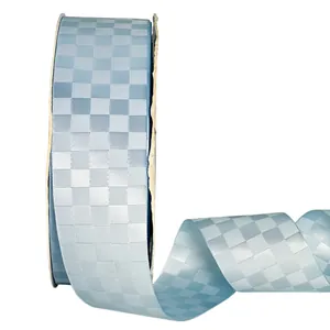 Cinta de cuadros azul claro premium para lazos de pelo DIY y manualidades de Navidad.