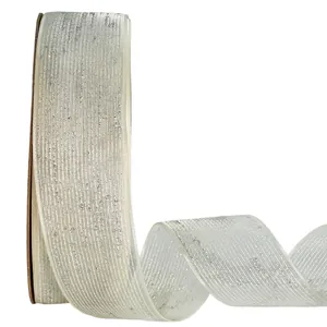 Elegant ivory sheer ribbon with silver glitter for DIY hair bows and gift wrapping