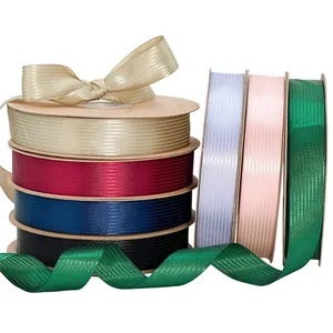 Multicolor striped satin ribbon rolls for DIY crafts and gift packaging
