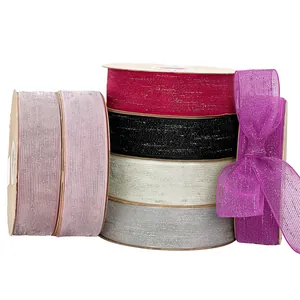 Shimmering silver dot organza ribbons in multiple colors for DIY hair bows and gift wrapping