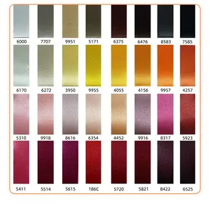 Grille d'échantillons de couleurs pour rubans de satin en polyester simple face avec codes