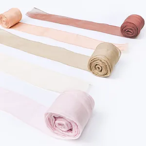 Handmade chiffon frayed edge ribbon rolls in multiple colors for wedding bouquets