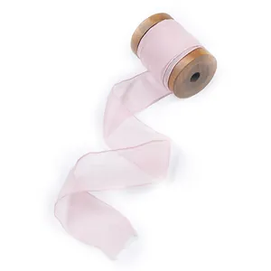 Premium handmade frayed edge pink chiffon ribbon for wedding bouquets and invitations