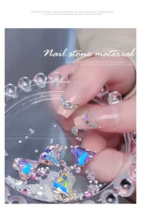 Macro view of sparkling heart-shaped K9 crystal gems for luxury nail art decoration.