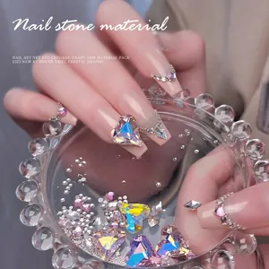 K9 Crystal Asymmetric Heart Nail Art Rhinestones Mixed Size Round Drill Materials DIY Manicure Decoration Accessories