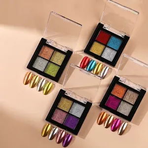 Solid Chrome Nail Powder Metallic Mirror Effect Aurora Laser Pigment Professional Nail Art Decoration Women DIY Beauty