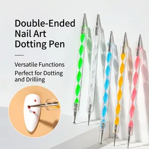 Nagelkunst Punktierstift Doppelendig Edelstahl Strass Picker Spiral Acryl Griff Professionelles Maniküre Zeichenwerkzeug