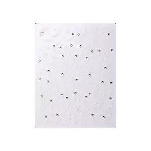 White embossed ribbon nail art stickers with rhinestones for 3D manicures MS-305